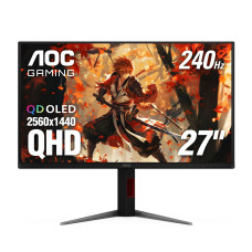 AOC Q27G4ZD 27" QD OLED Gaming Monitor, QHD 2560 x 1440, 240Hz 0.03ms, HDMI 2.0 x2, Display Port x2, G-Sync Compatible, Console Gaming Ready, 3-Year Zero-Bright-Dot